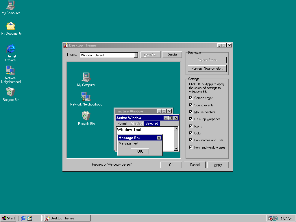 Windows 98 Default Theme