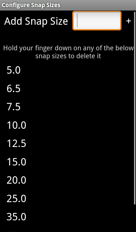 Configure snap sizes