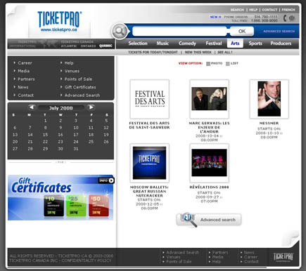 Ticketpro Canada Screenshot